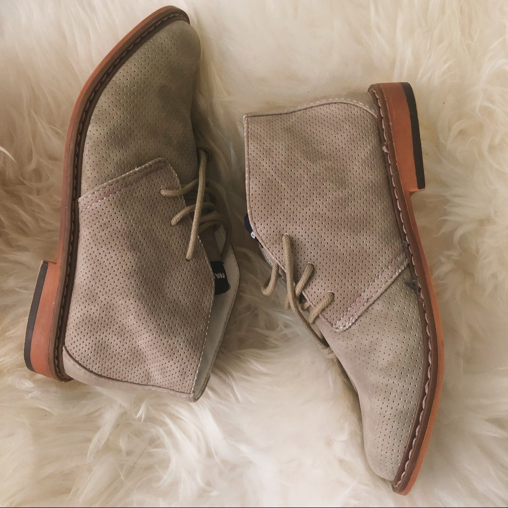 Nautica | Greige Laser Cut Faux Suede Oxfords